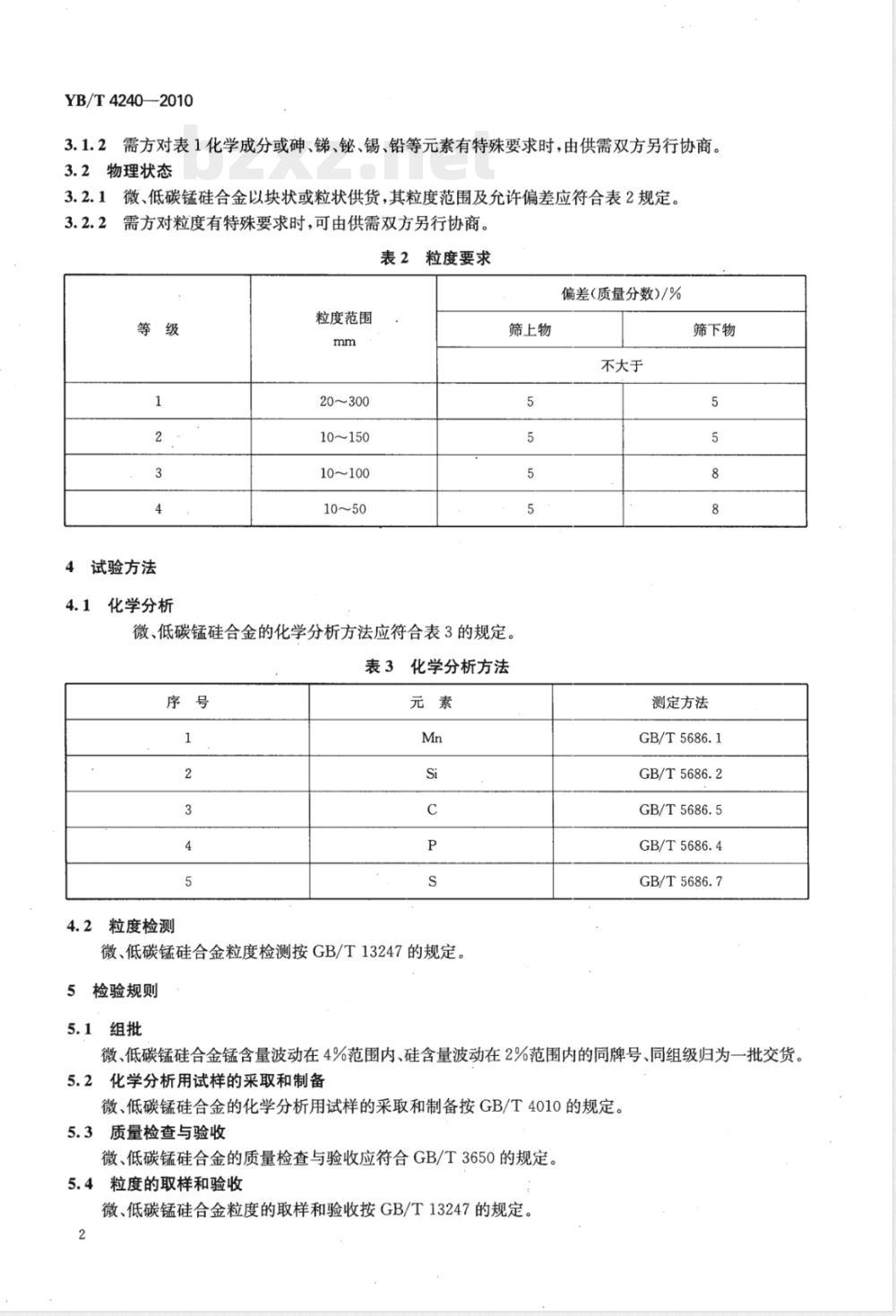 YB/T 4240-2010微、低碳锰硅合金 YB/T 4240-2010微、低碳锰硅合金