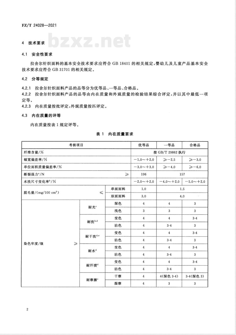 FZ/T 24028-2021拉舍尔针织面料 FZ/T 24028-2021拉舍尔针织面料