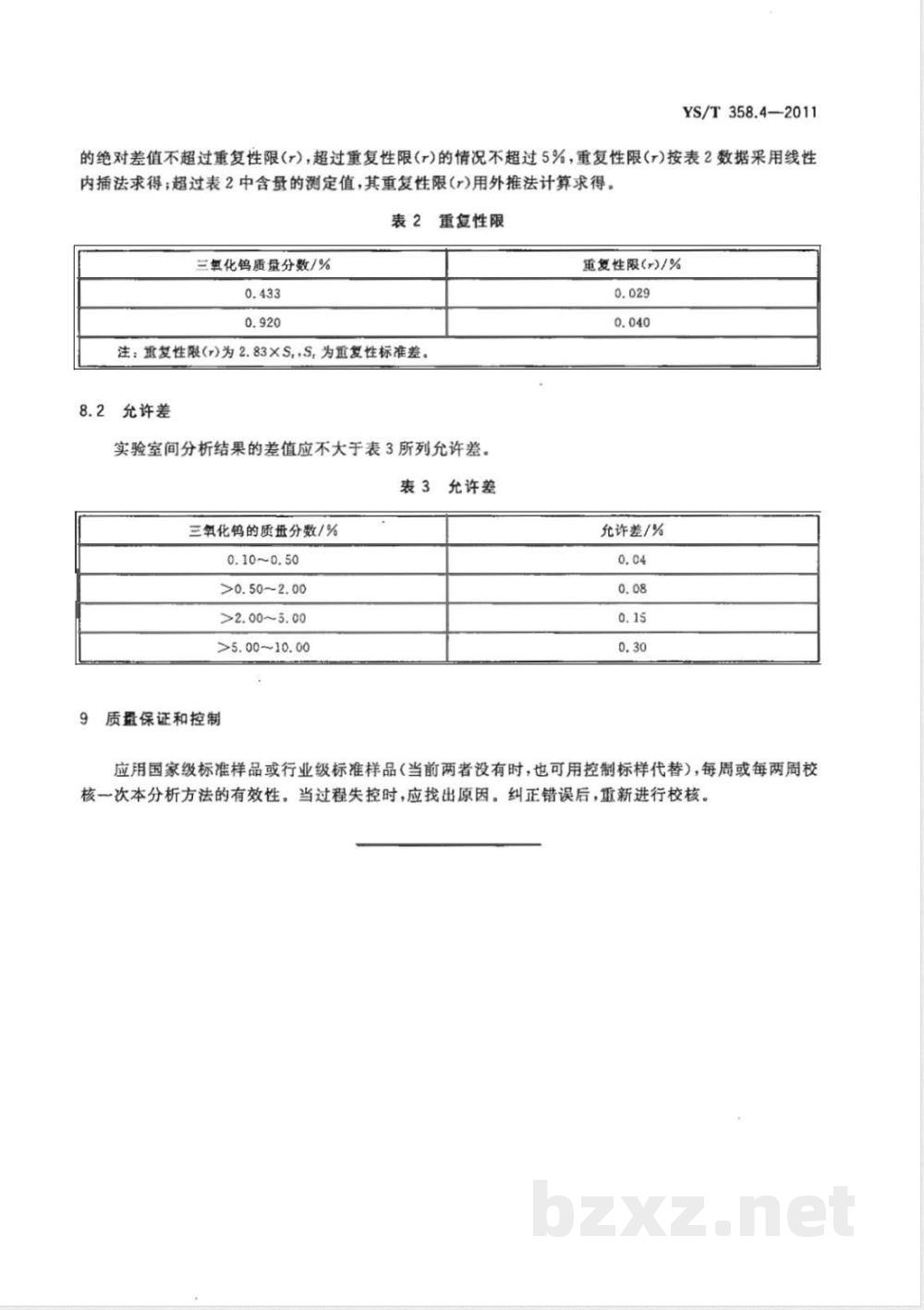YS/T 358.4-2011钽铁、铌铁精矿化学分析方法 第4部分:三氧化钨量的测定 硫氰酸盐分光光度法 YS/T 358.4-2011钽铁、铌铁精矿化学分析方法 第4部分:三氧化钨量的测定 硫氰酸盐分光光度法