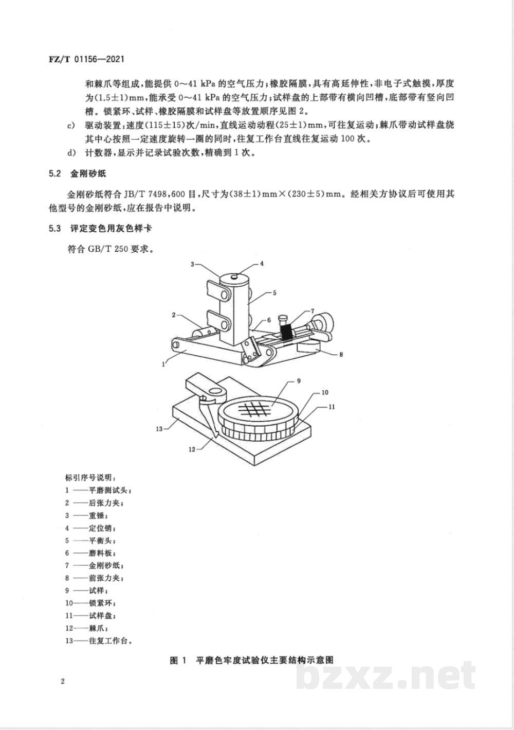 FZ/T 01156-2021纺织品 耐平磨色牢度试验 第1部分:金刚砂法 FZ/T 01156-2021纺织品 耐平磨色牢度试验 第1部分:金刚砂法