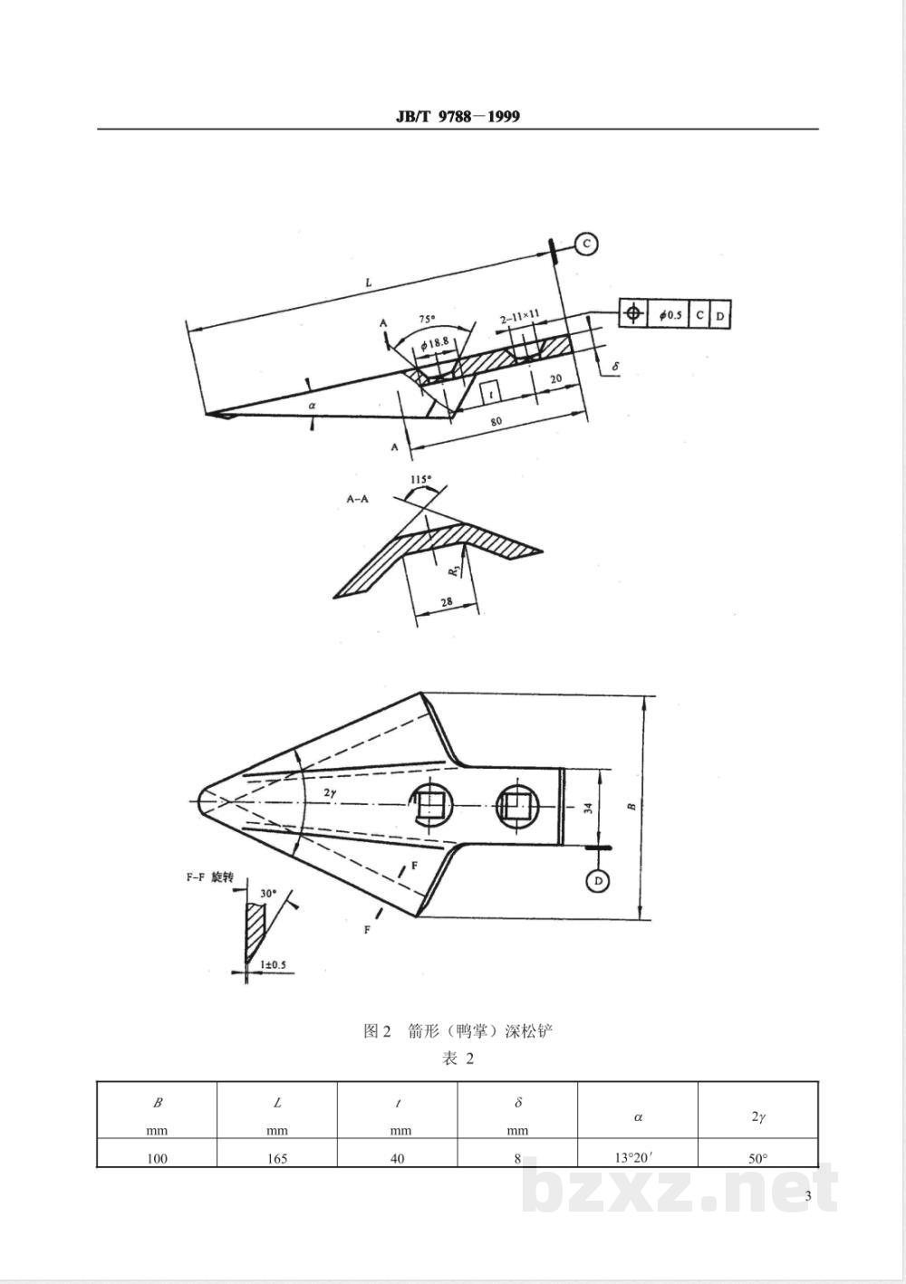 JB/T 9788-1999 深松铲和深松铲柄 JB/T 9788-1999 深松铲和深松铲柄