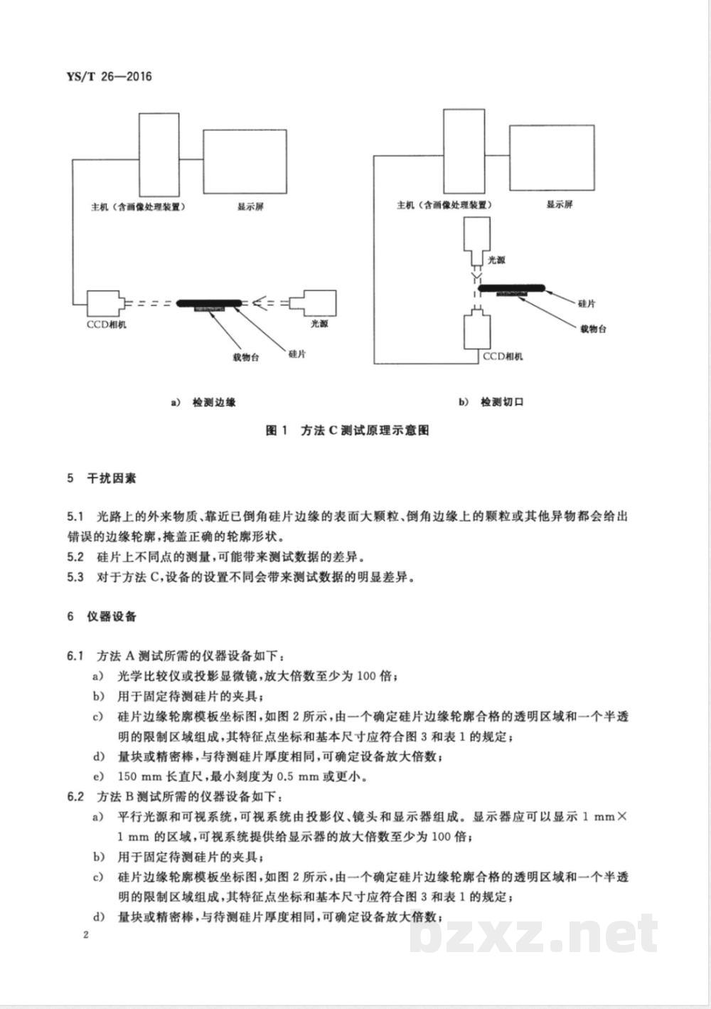 YS/T 26-2016硅片边缘轮廓检验方法  YS/T 26-2016硅片边缘轮廓检验方法