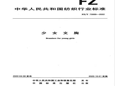 FZ/T 73069-2022少女文胸 