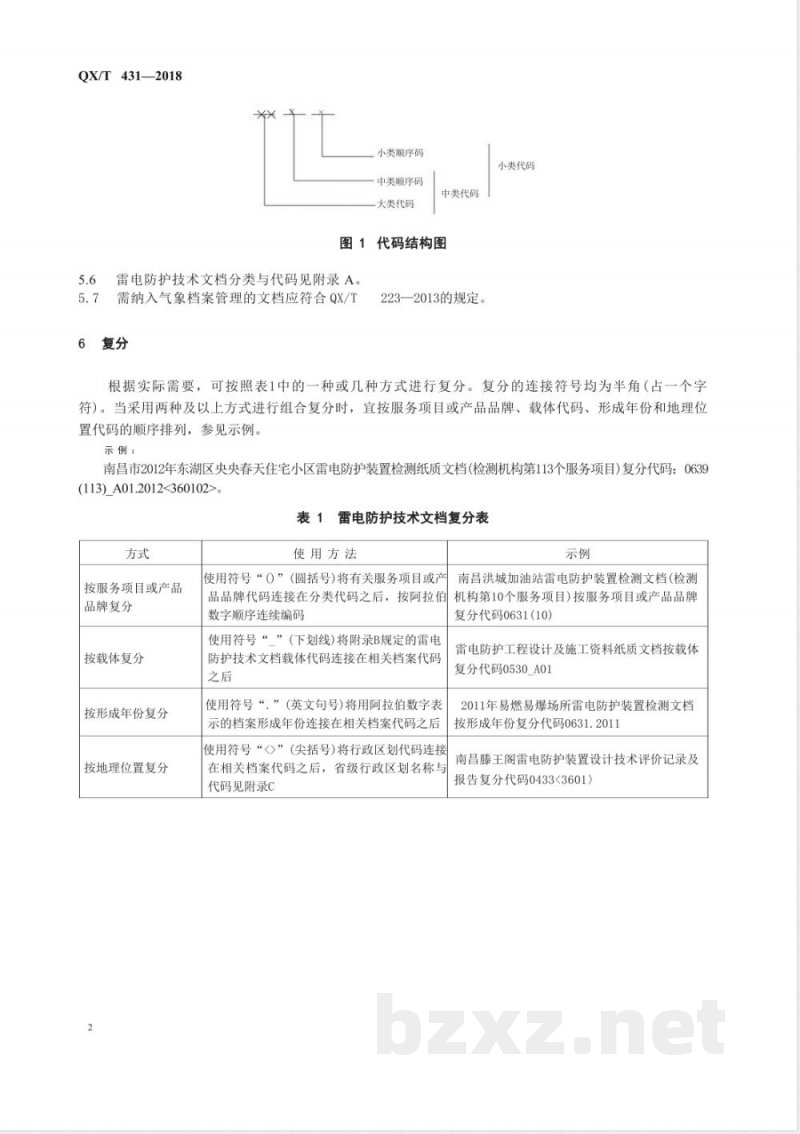 QX/T 431-2018雷电防护技术文档分类与编码 QX/T 431-2018雷电防护技术文档分类与编码