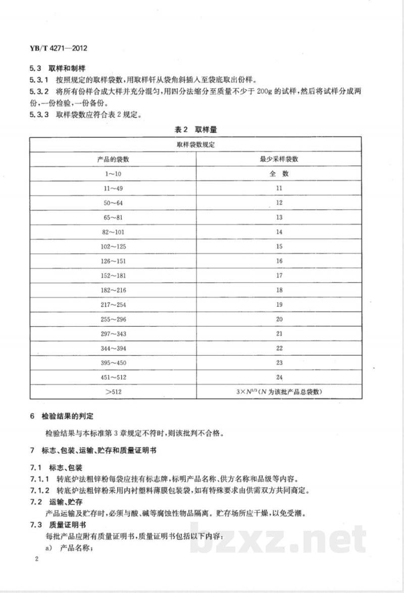 YB/T 4271-2012转底炉法粗锌粉 YB/T 4271-2012转底炉法粗锌粉