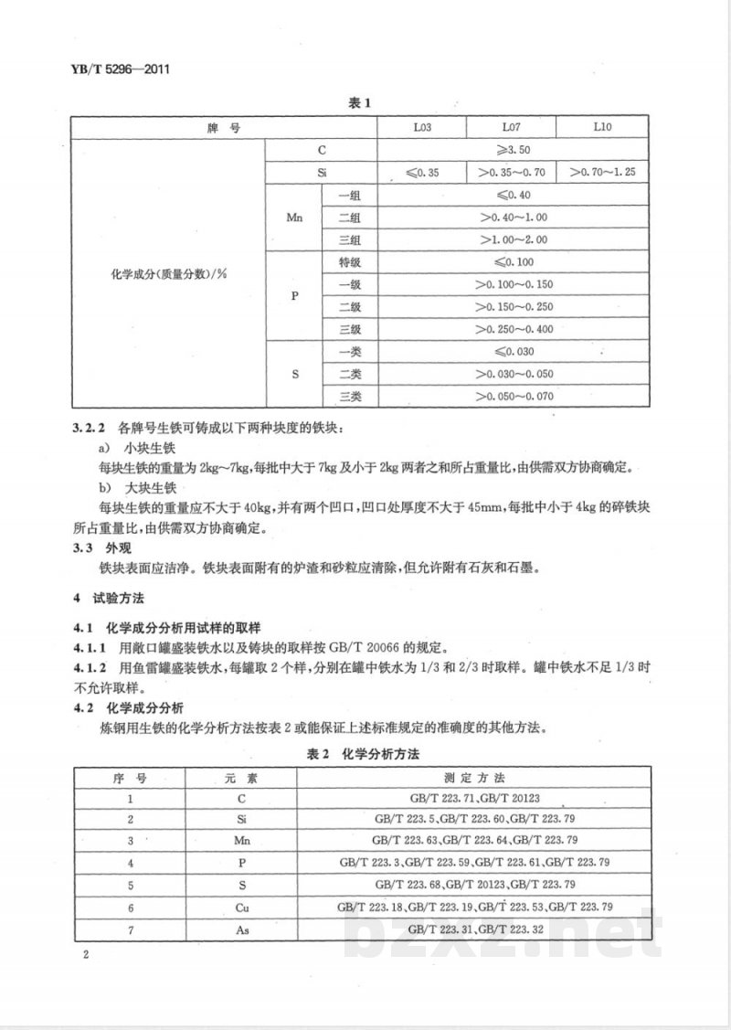YB/T 5296-2011炼钢用生铁 YB/T 5296-2011炼钢用生铁