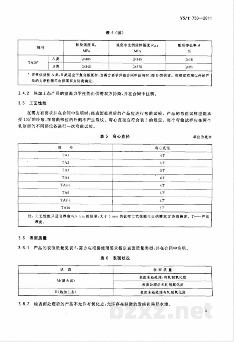 YS/T 750-2011热轧钛带卷 YS/T 750-2011热轧钛带卷