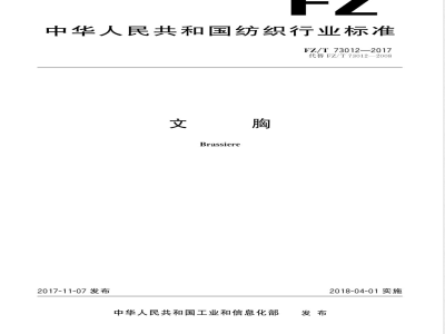 FZ/T 73012-2017文胸 