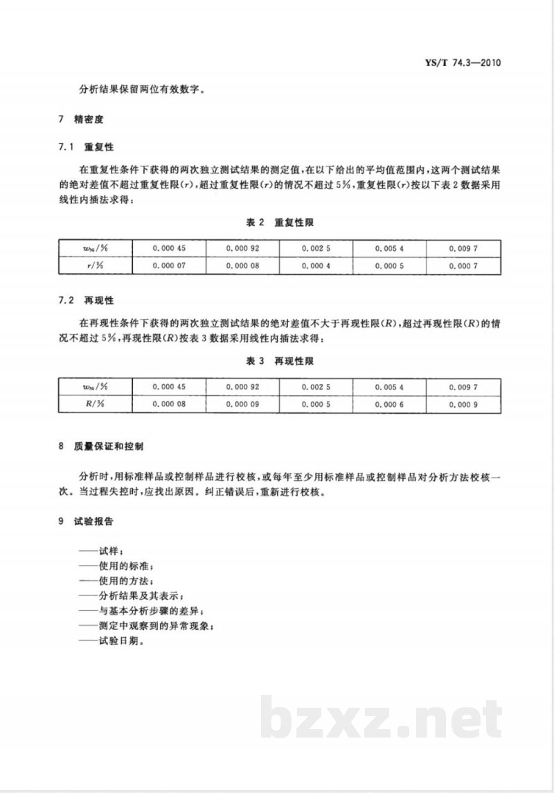 YS/T 74.3-2010镉化学分析方法 第3部分:镍量的测定 电热原子吸收光谱法 