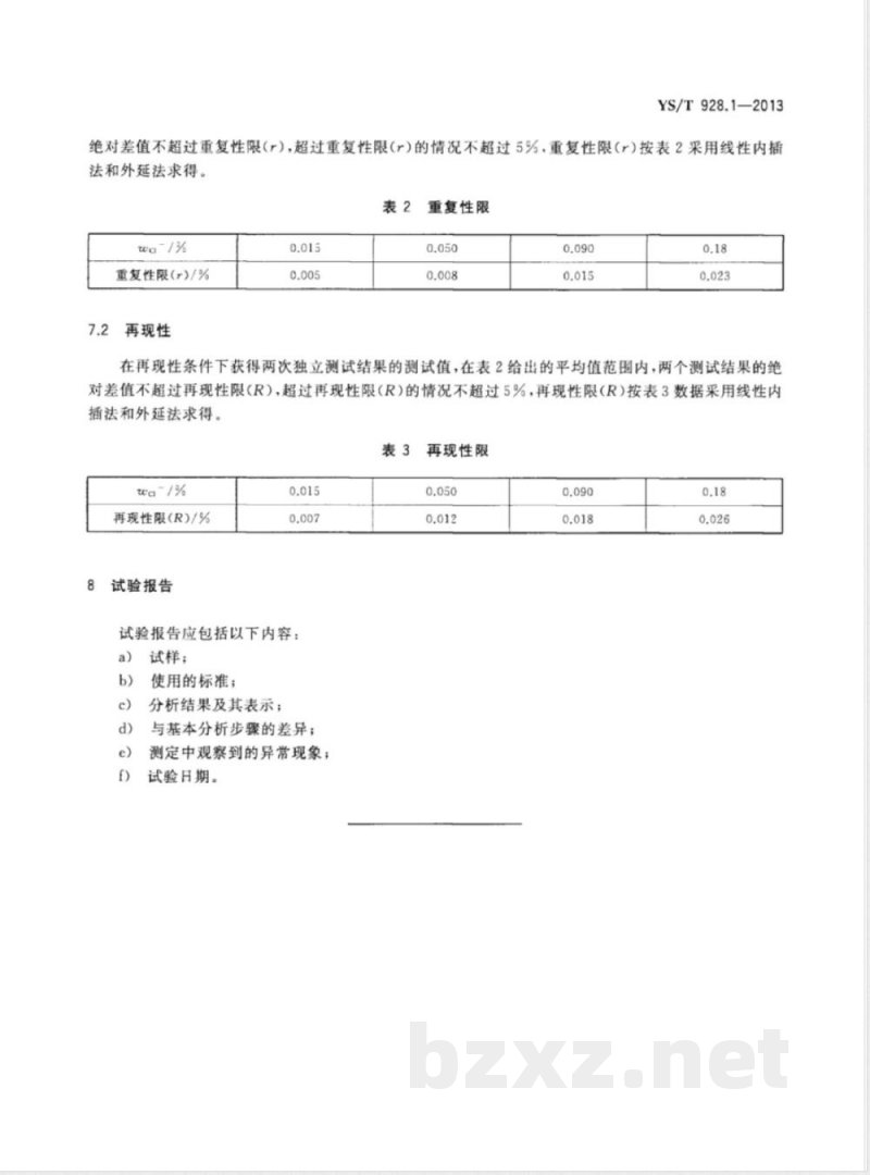 YS/T 928.1-2013镍、钴、锰三元素氢氧化物化学分析方法 第1部分:氯离子量的测定 氯化银比浊法 YS/T 928.1-2013镍、钴、锰三元素氢氧化物化学分析方法 第1部分:氯离子量的测定 氯化银比浊法