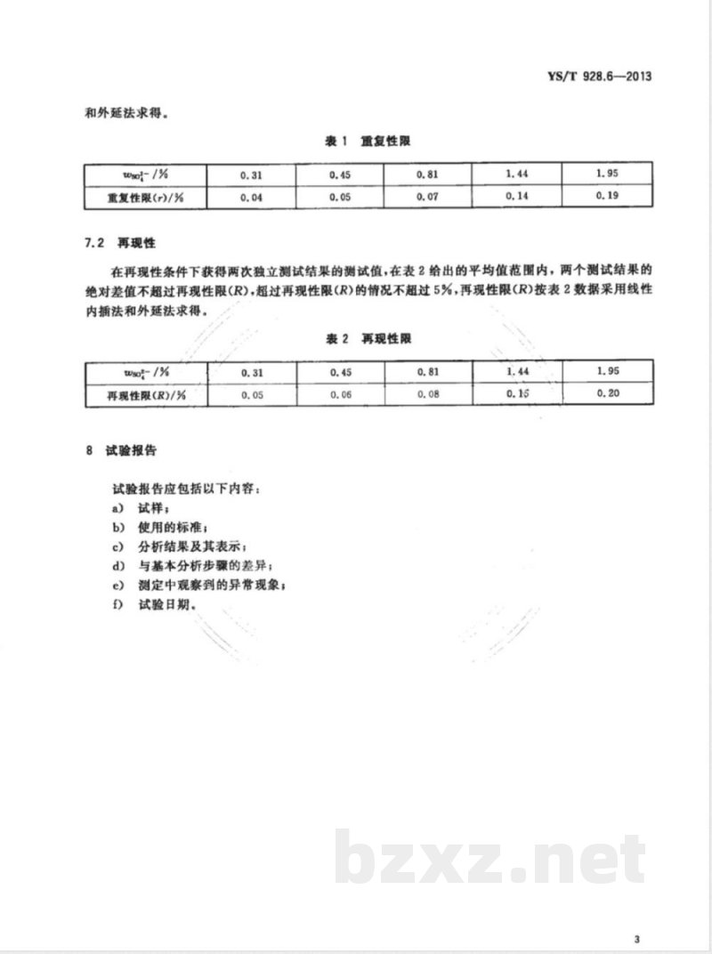 YS/T 928.6-2013镍、钴、锰三元素氢氧化物化学分析方法 第6部分:硫酸根离子量的测定 离子色谱法 YS/T 928.6-2013镍、钴、锰三元素氢氧化物化学分析方法 第6部分:硫酸根离子量的测定 离子色谱法