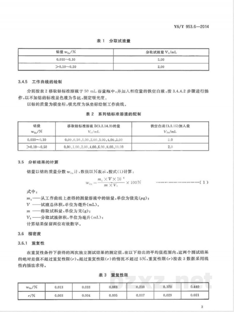 YS/T 953.6-2014火法冶炼镍基体料化学分析方法 第6部分:钴量的测定 5-Cl-PADAB分光光度法和火焰原子吸收光谱法 YS/T 953.6-2014火法冶炼镍基体料化学分析方法 第6部分:钴量的测定 5-Cl-PADAB分光光度法和火焰原子吸收光谱法