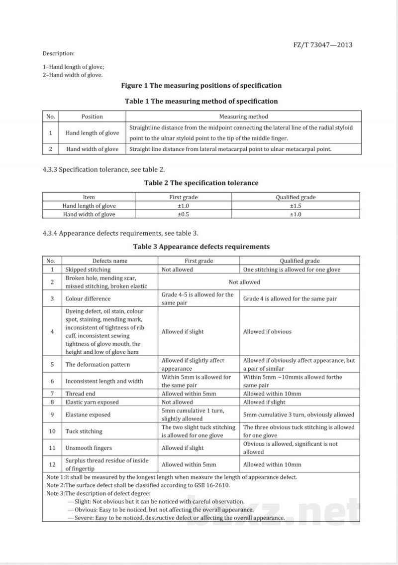FZ/T 73047-2013E针织民用手套（英文版） 