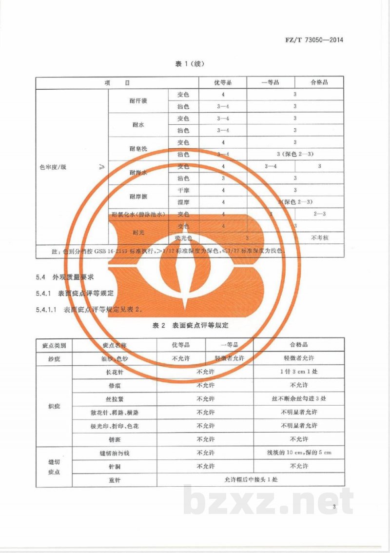 FZ/T 73050-2014针织泳帽 
