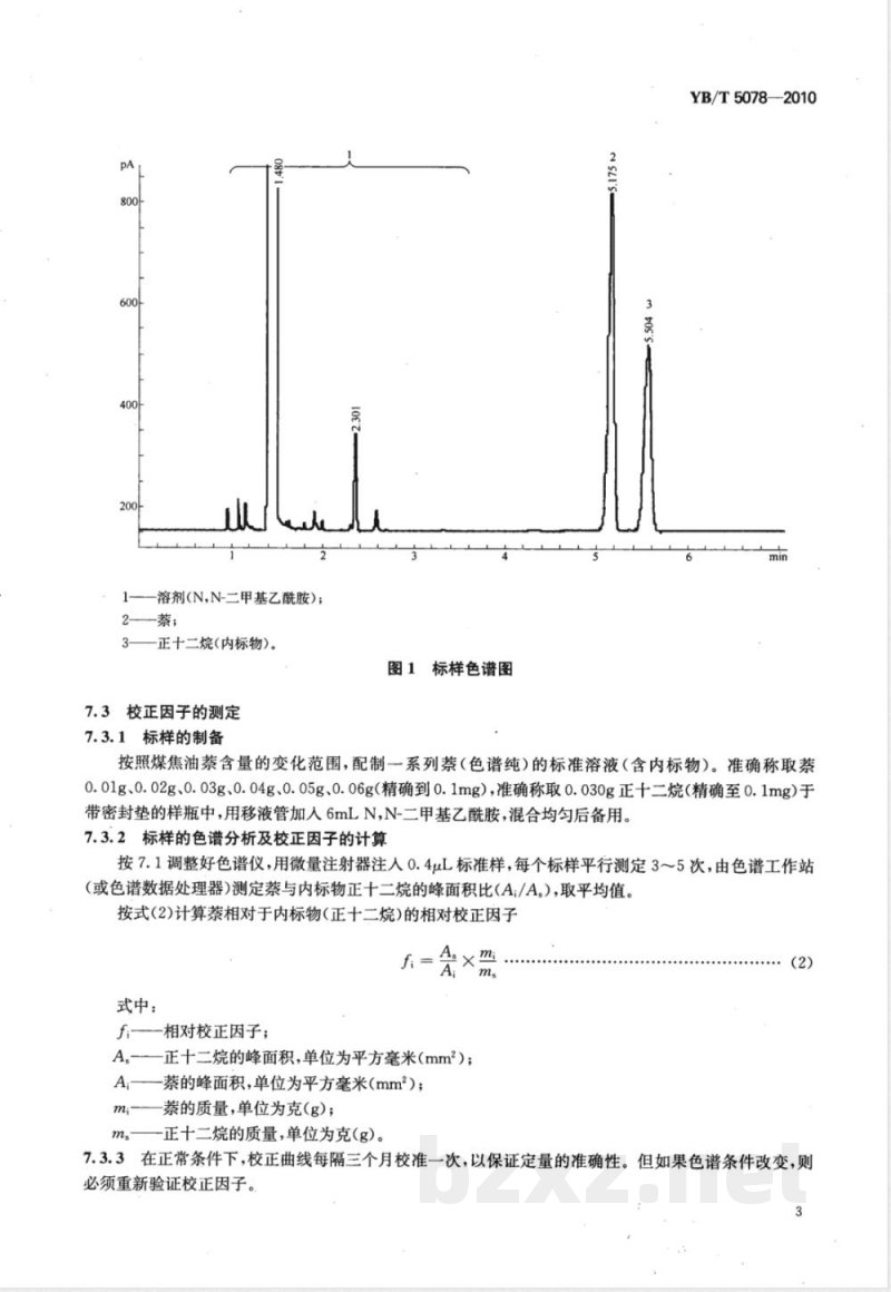 YB/T 5078-2010煤焦油 萘含量的测定 气相色谱法 