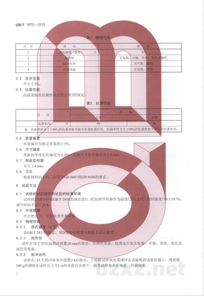 QB/T 1870-2015塑料菜板 