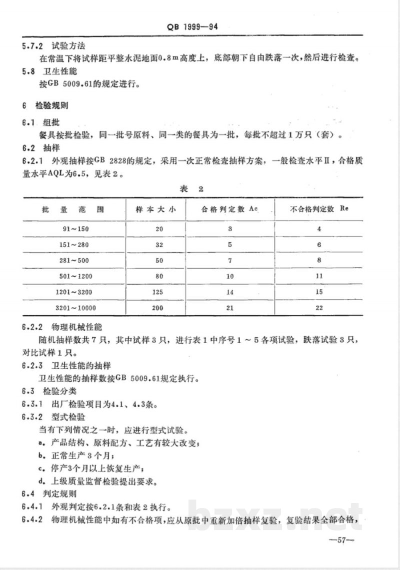 QB/T 1999-1994密胺塑料餐具 