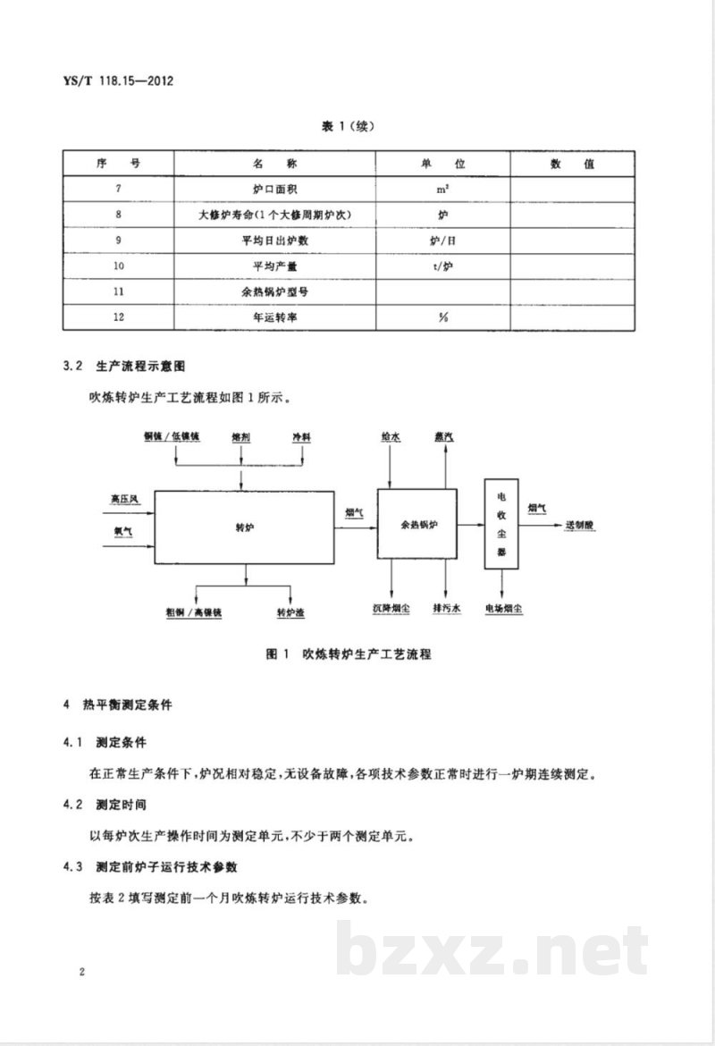 YS/T 118.15-2012重有色冶金炉窑热平衡测定与计算方法（吹炼转炉） 