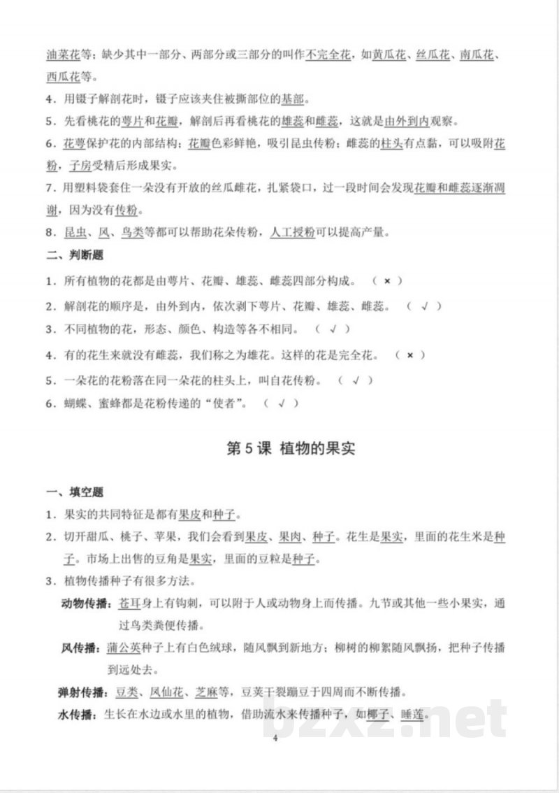 青岛版小学科学三年级上册知识点汇总(五四制)