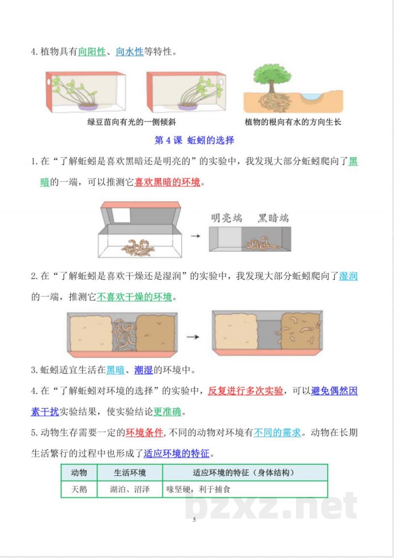 新改版教科版科学五年级下册知识点总结