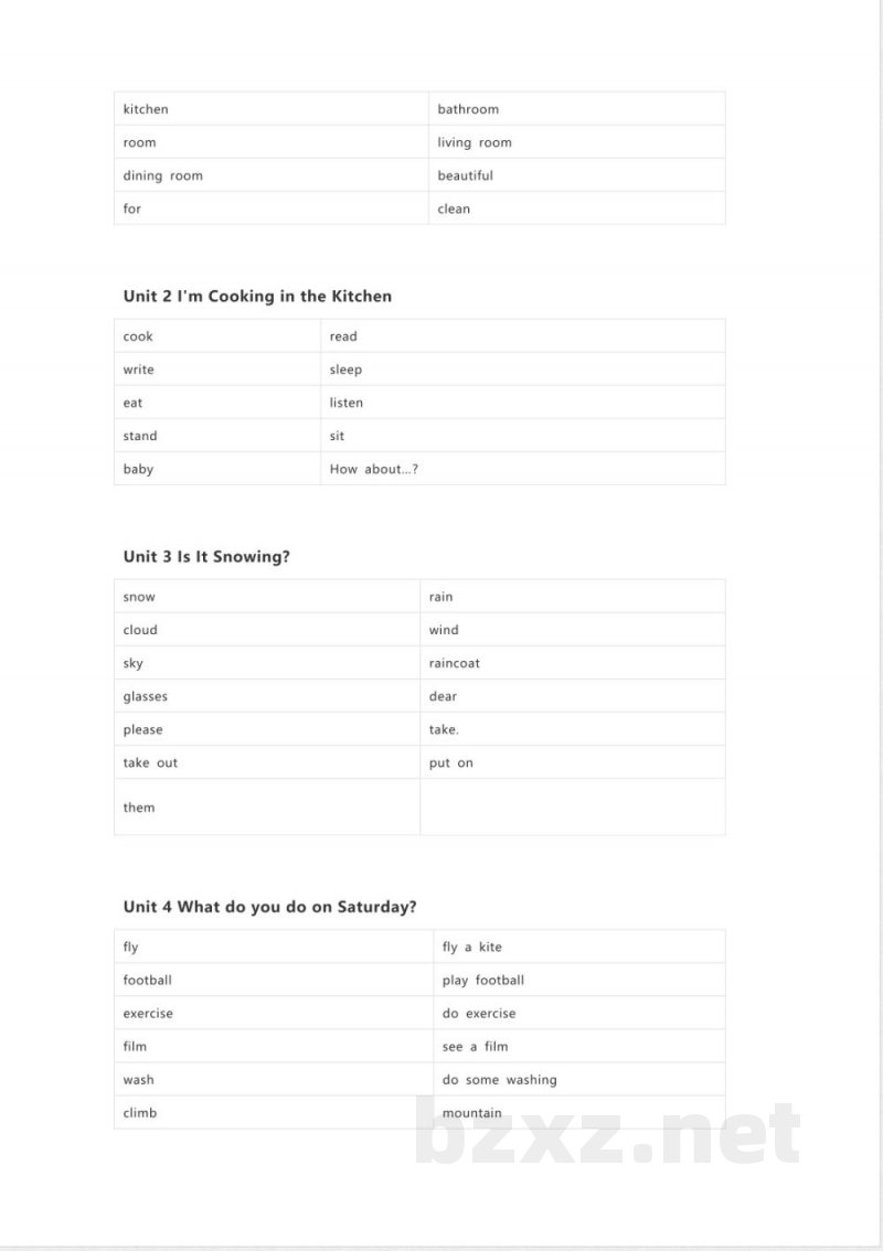陕旅版英语四年级下册单词表 单词默写表表 陕旅版英语四年级下册单词表 单词默写表表