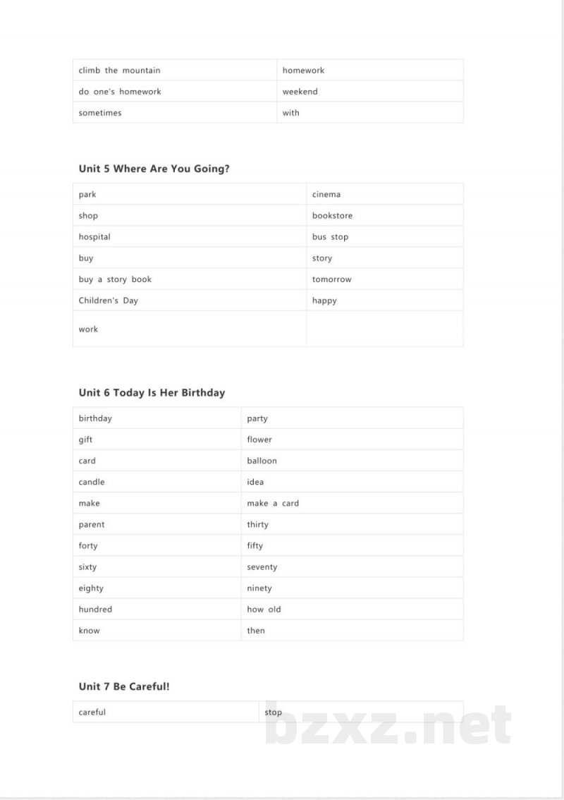 陕旅版英语四年级下册单词表 单词默写表表 陕旅版英语四年级下册单词表 单词默写表表
