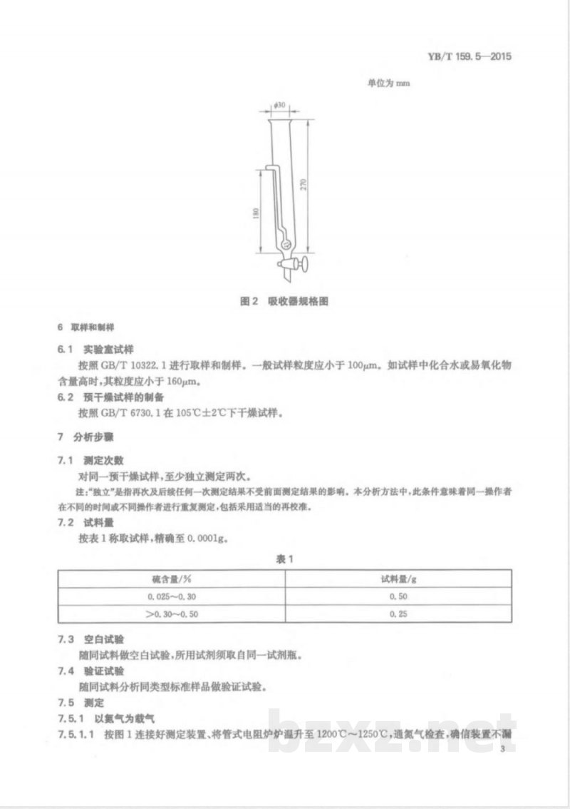 YB/T 159.5-2015钛精矿（岩矿） 硫含量的测定 燃烧碘量法 