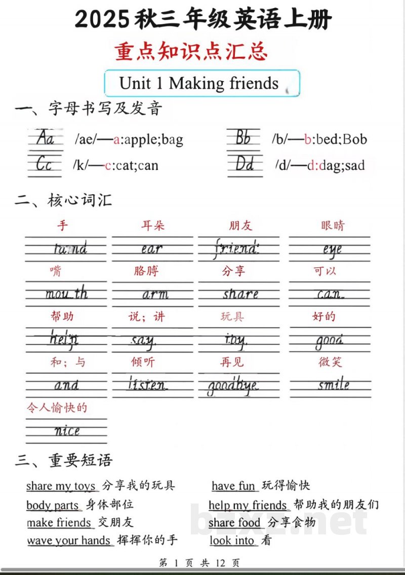 三年级上册人教PEP版英语【知识点汇总】 三年级上册人教PEP版英语【知识点汇总】