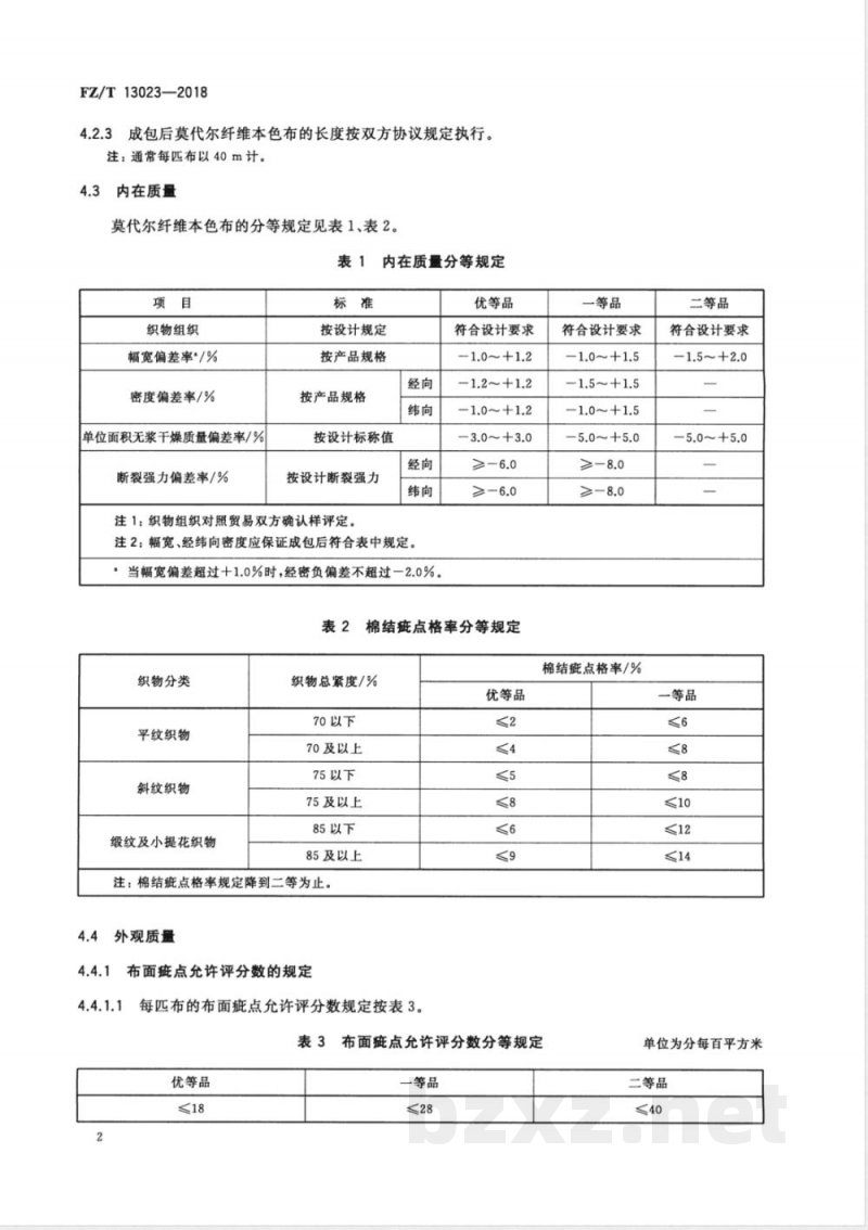 FZ/T 13023-2018莫代尔纤维本色布 FZ/T 13023-2018莫代尔纤维本色布