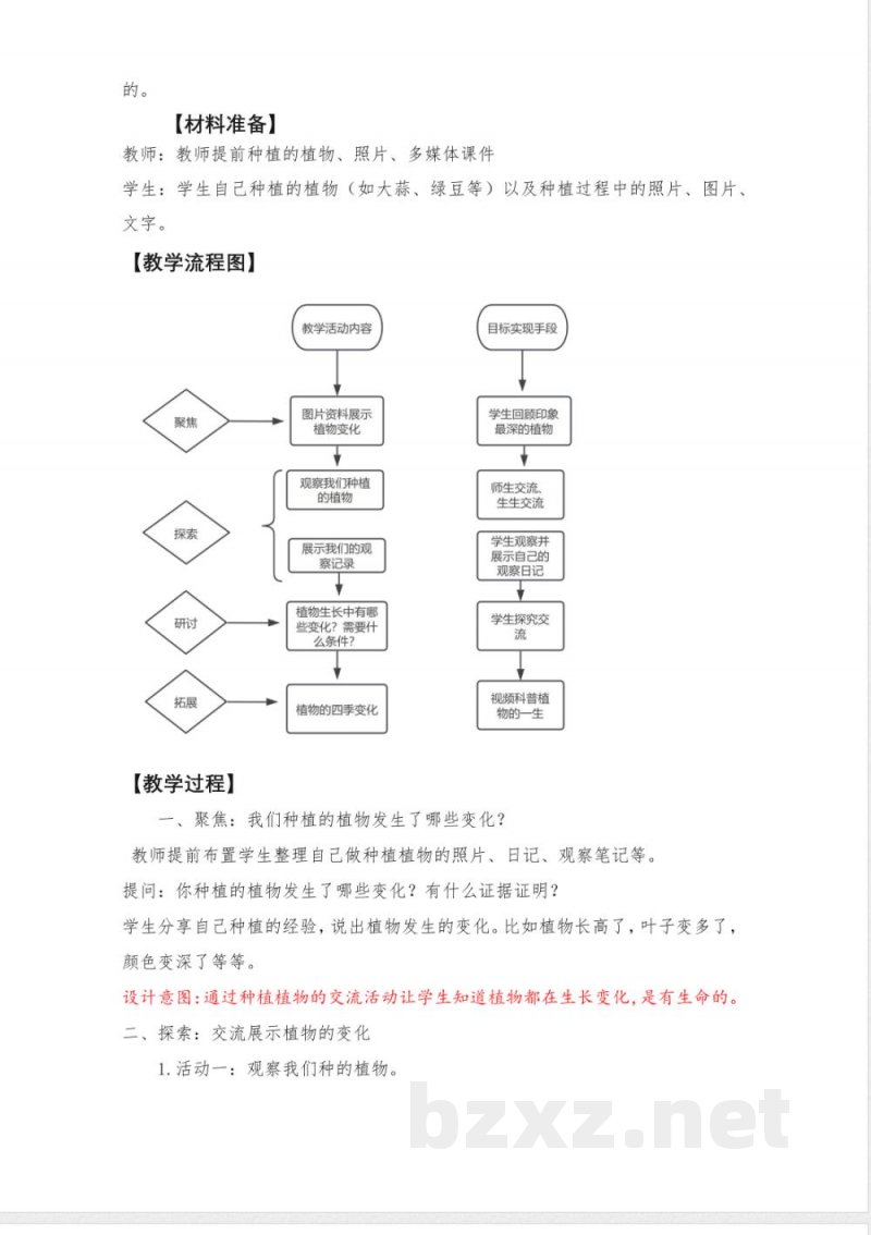 1.5《植物的变化》教学设计 教科版科学一年级上册 1.5《植物的变化》教学设计 教科版科学一年级上册