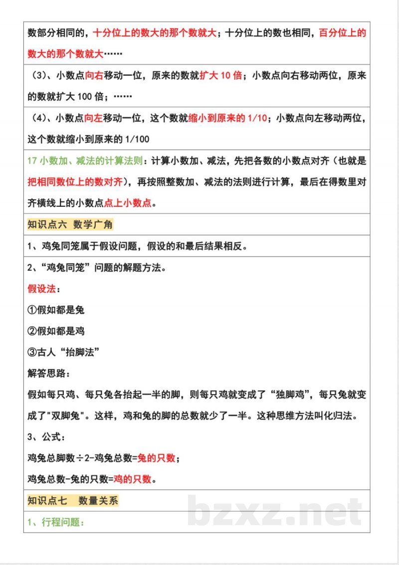 四年级数学下册必背知识点(1)(2) 四年级数学下册必背知识点(1)(2)
