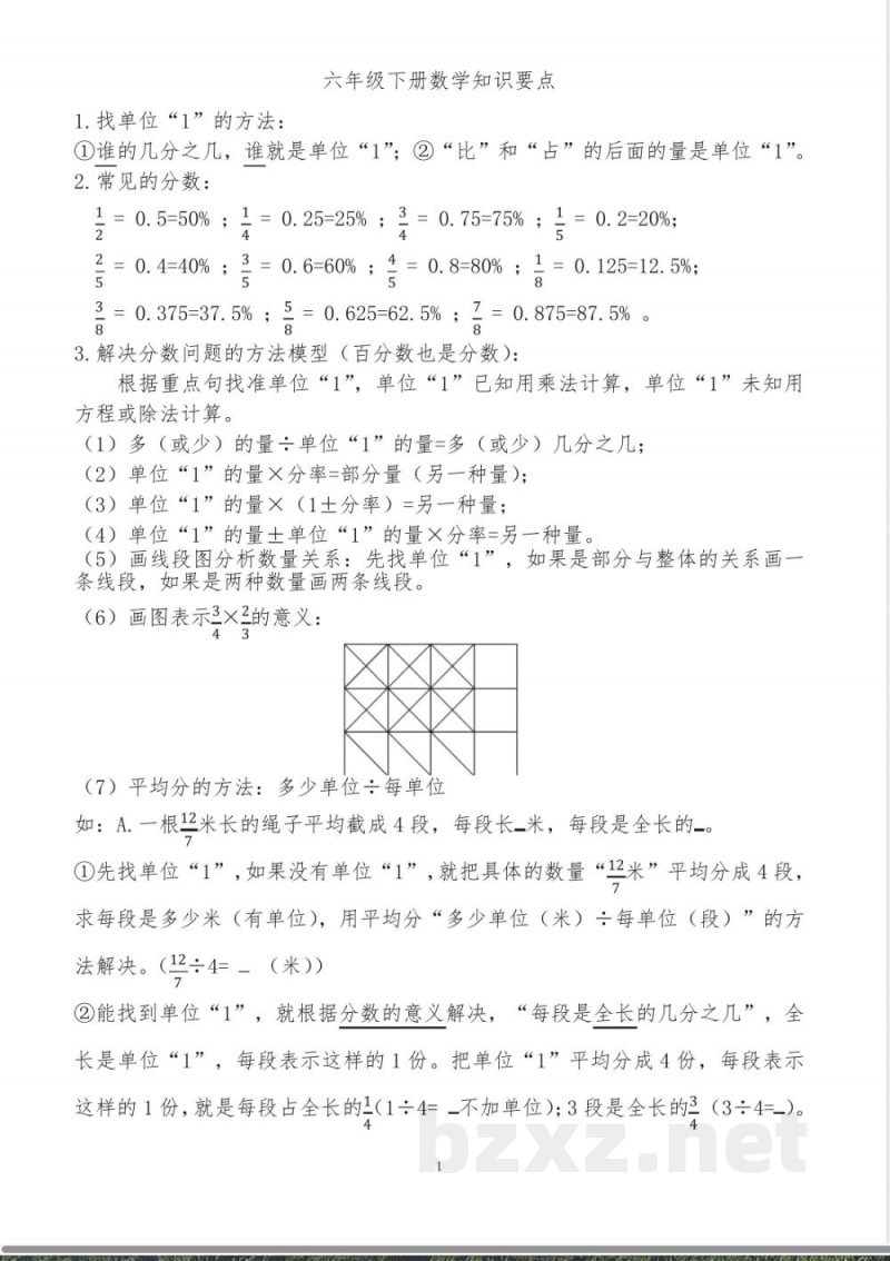 青岛版六年级下册数学知识要点