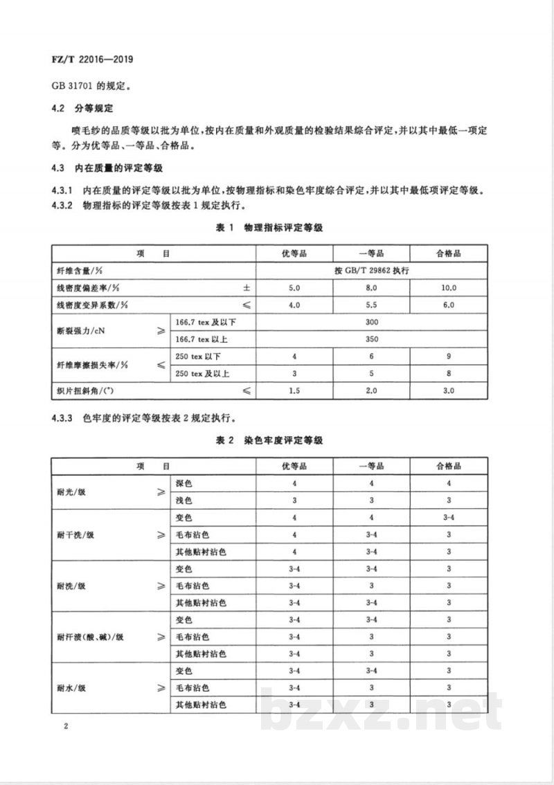 FZ/T 22016-2019喷毛纱 FZ/T 22016-2019喷毛纱