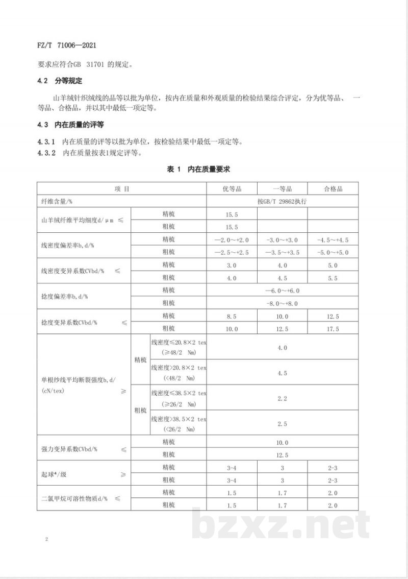 FZ/T 71006-2021山羊绒针织绒线 FZ/T 71006-2021山羊绒针织绒线