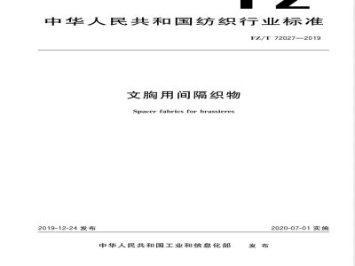 FZ/T 72027-2019文胸用间隔织物 