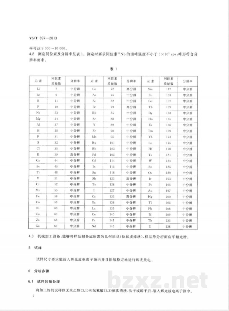 YS/T 897-2013高纯铌化学分析方法 痕量杂质元素的测定 辉光放电质谱法 