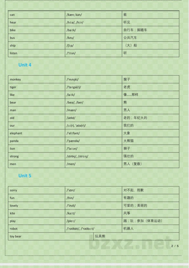 (沪教版)三年级英语下册单词表 (沪教版)三年级英语下册单词表