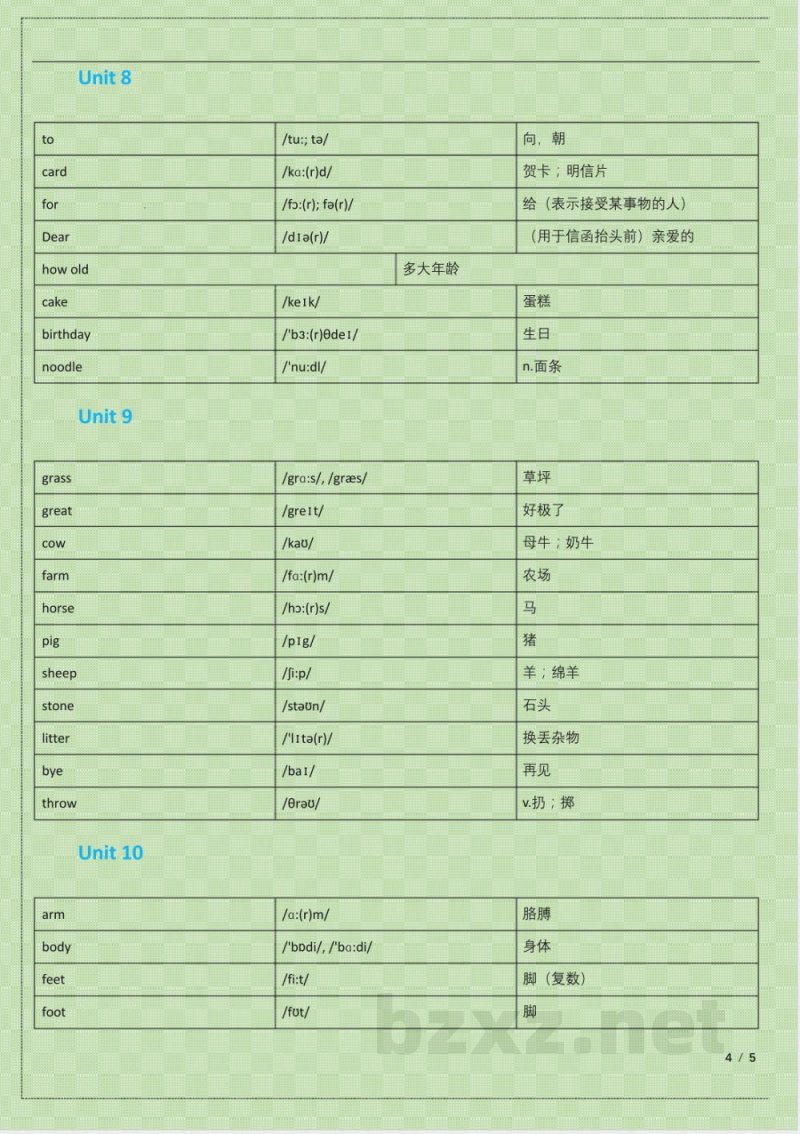 (沪教版)三年级英语下册单词表 (沪教版)三年级英语下册单词表
