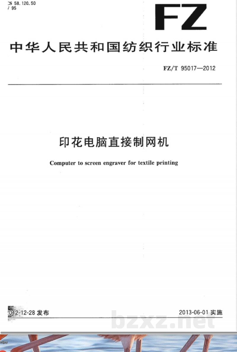 FZ/T 95017-2012印花电脑直接制网机 