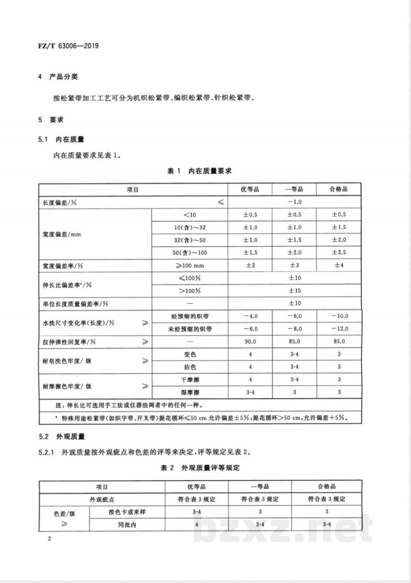 FZ/T 63006-2019松紧带 FZ/T 63006-2019松紧带