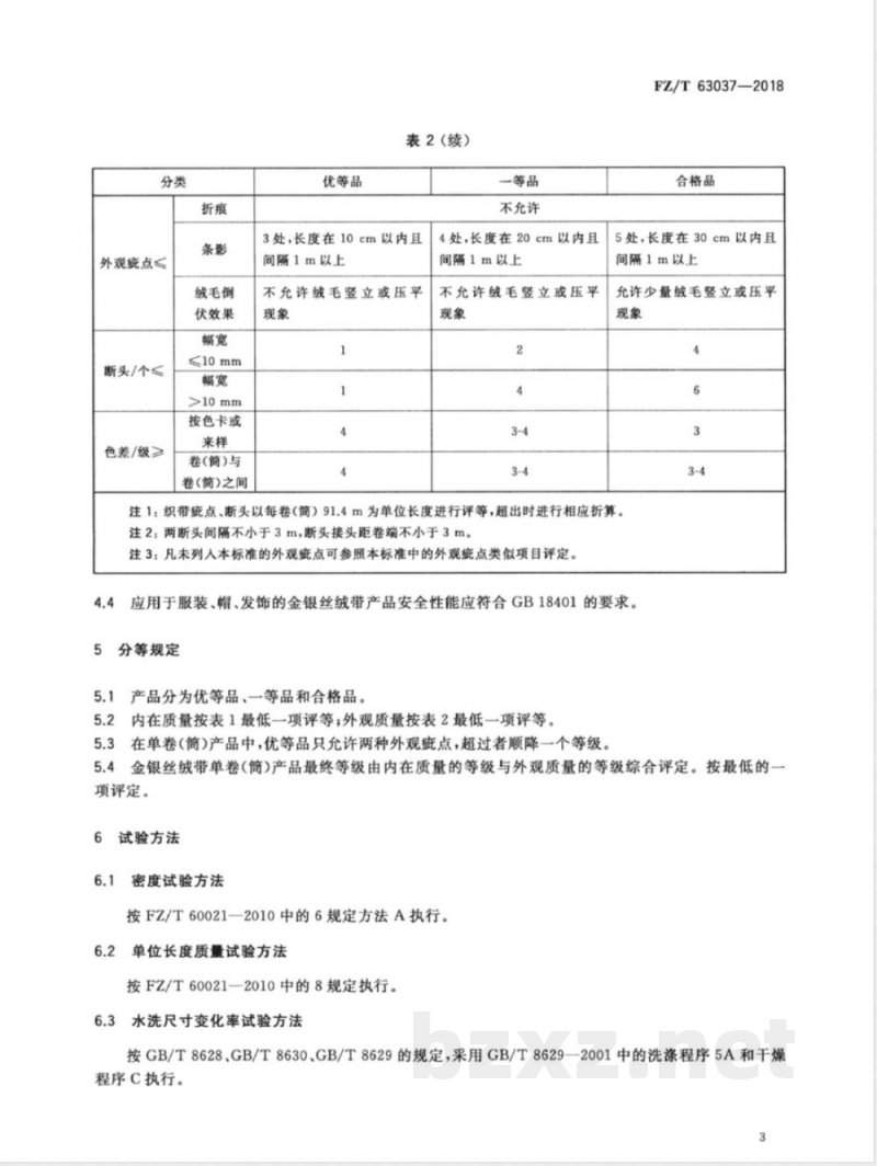FZ/T 63037-2018金银丝绒带 FZ/T 63037-2018金银丝绒带
