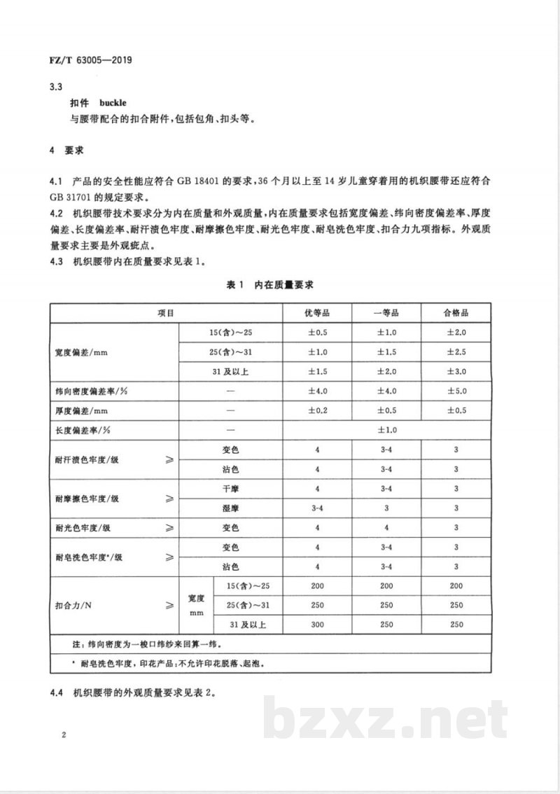 FZ/T 63005-2019机织腰带 FZ/T 63005-2019机织腰带