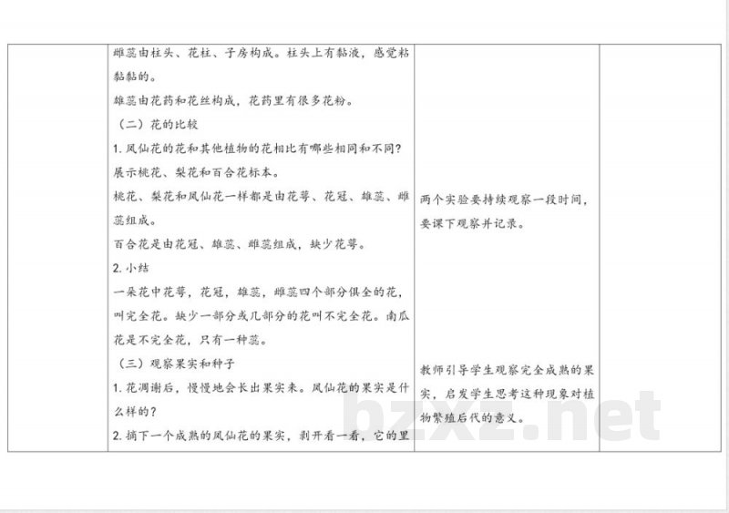 7.花果实种子 教案 人教鄂教版科学三年级下册