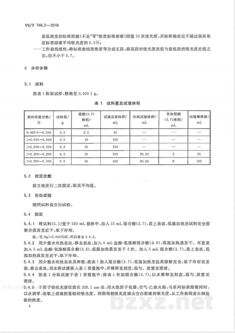 YS/T 746.2-2010无铅锡基焊料化学分析方法 第2部分:银含量的测定 火焰原子吸收光谱法和硫氰酸钾电位滴定法 YS/T 746.2-2010无铅锡基焊料化学分析方法 第2部分:银含量的测定 火焰原子吸收光谱法和硫氰酸钾电位滴定法