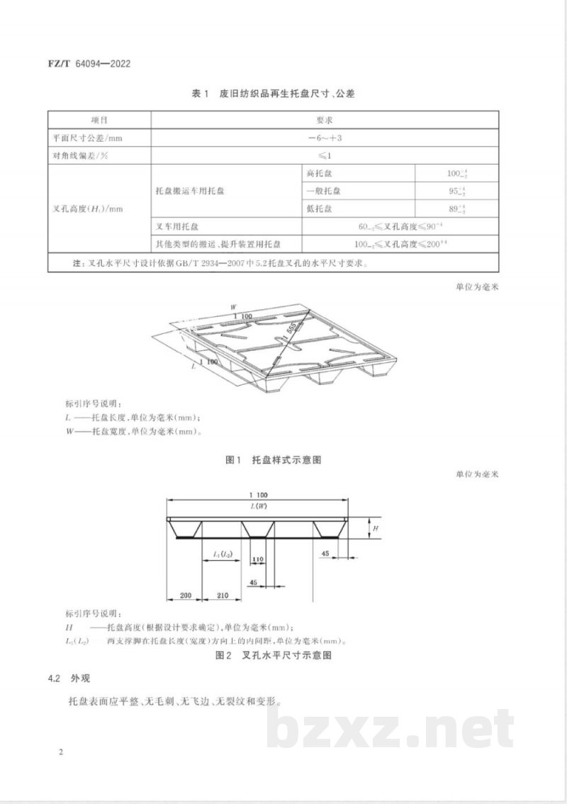 FZ/T 64094-2022废旧纺织品再生托盘 