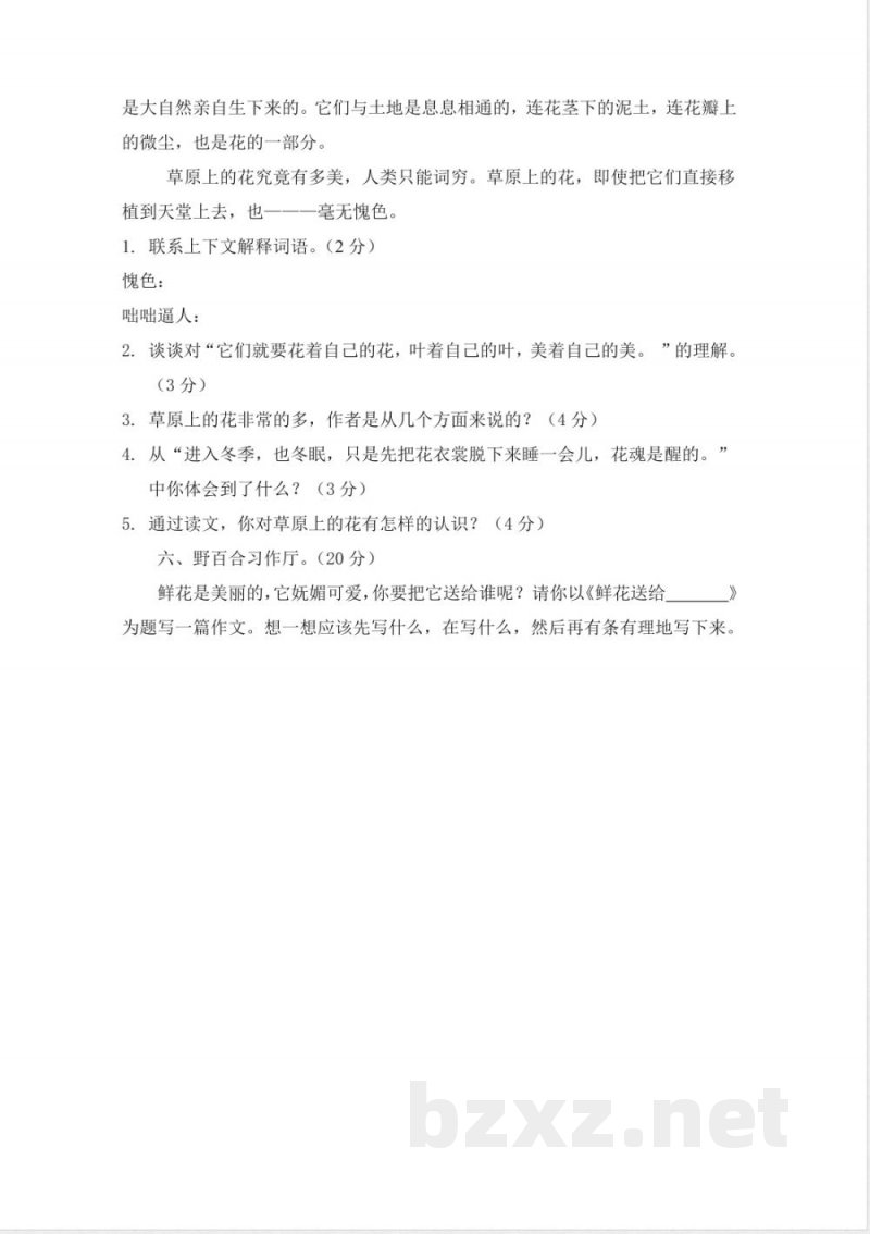 北师大版四年级语文下册第三单元试卷