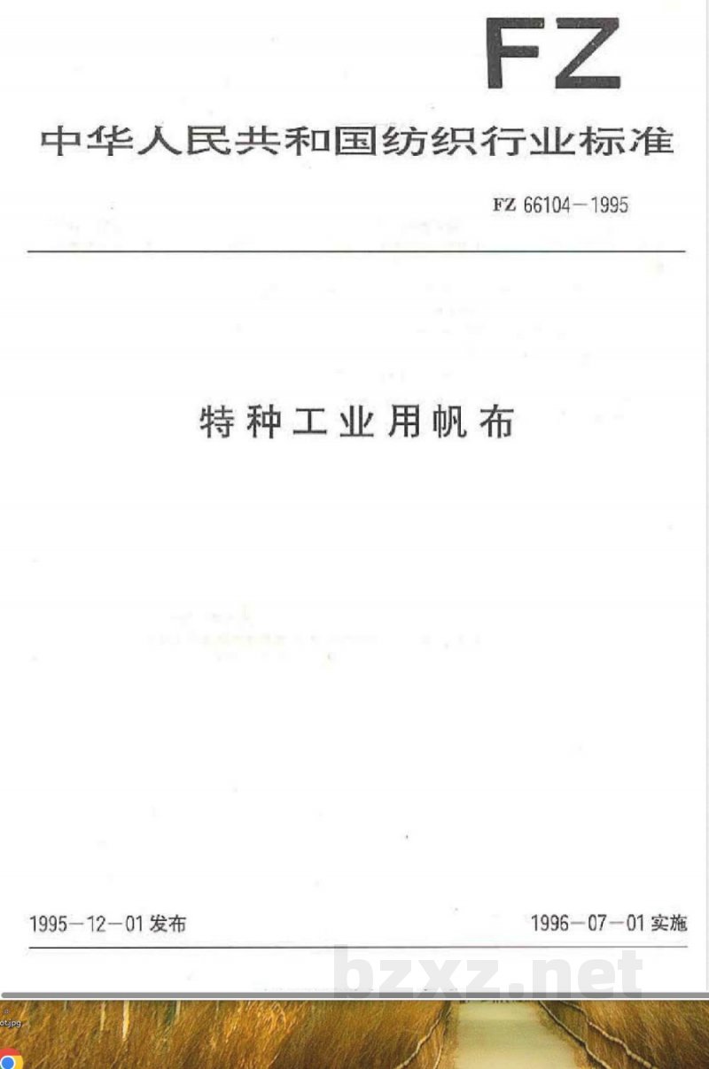 FZ/T 66104-1995特种工业用帆布 