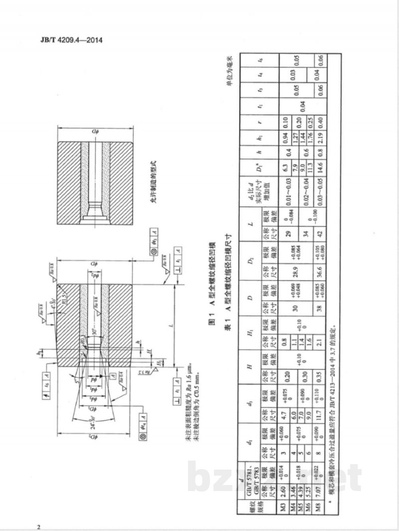 JB/T 4209.4-2014六角头螺栓冷镦模 第4部分：全螺纹缩径凹模 