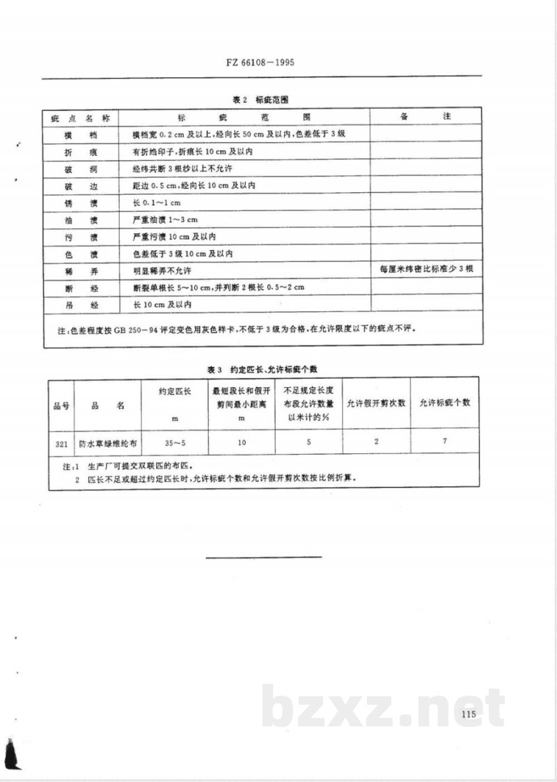 FZ/T 66108-1995特种工业用维纶布 