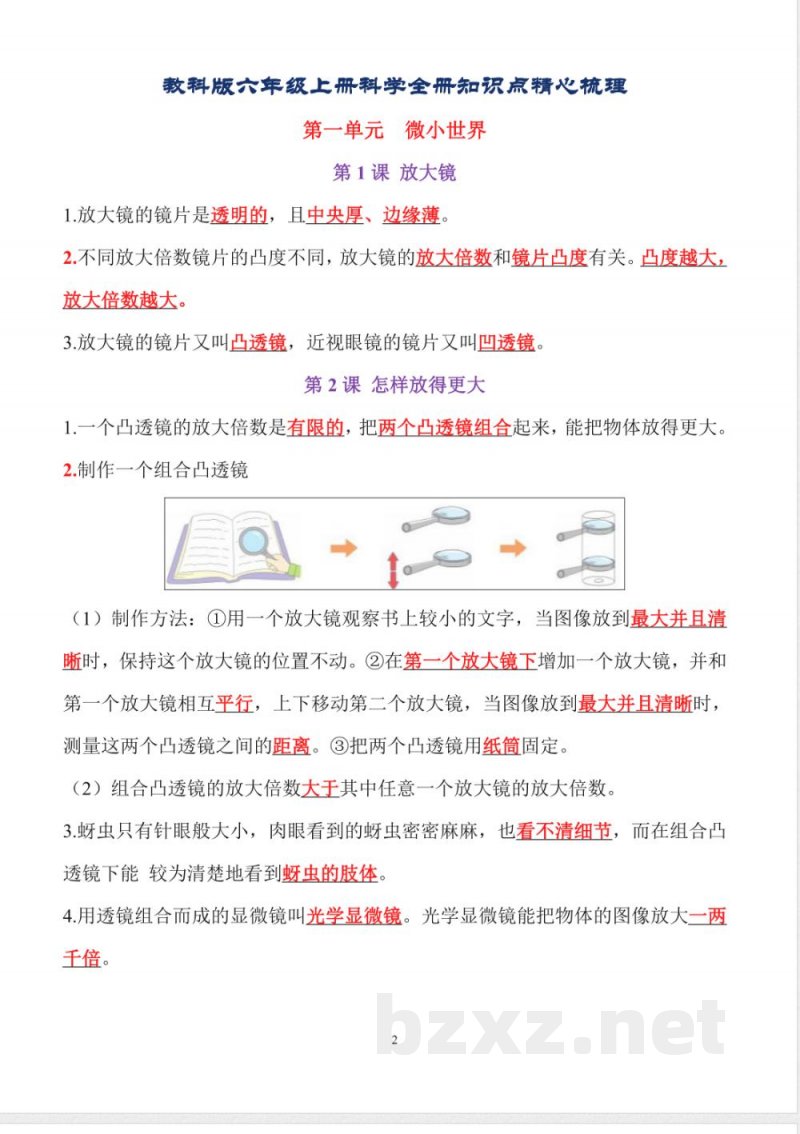教科版六年级上册科学全册知识点精心梳理